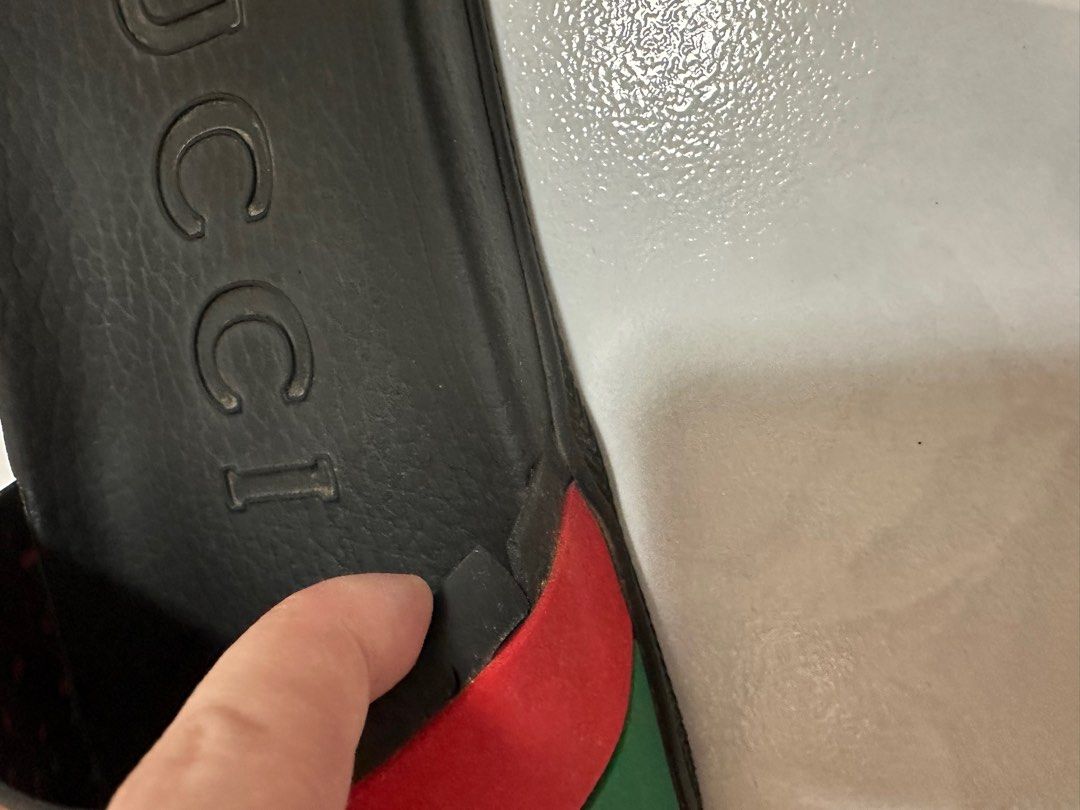 Genuine leather cheap gucci slides men