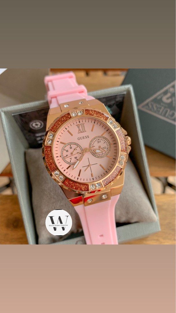 Guess Limelight Crystal Pink Dial Ladies Watch W1053L3