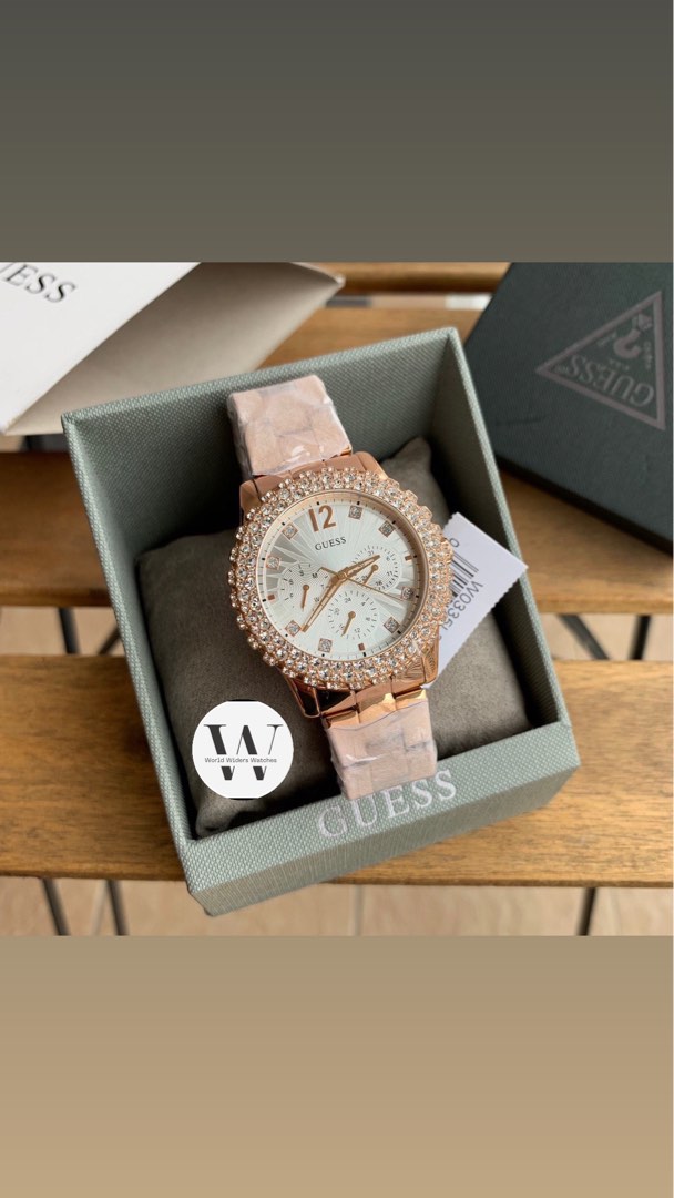 Guess Women s Rose Gold Tone Watch Crystal Accented Case W0335L3