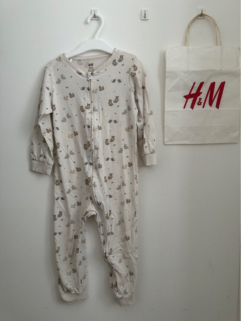 H M animal printed zipper sleepwear pyjamas Babies Kids Babies