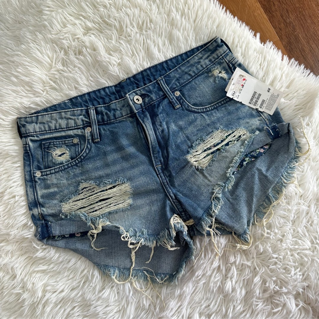 H M Distressed Denim Shorts Women s Fashion Bottoms Shorts on