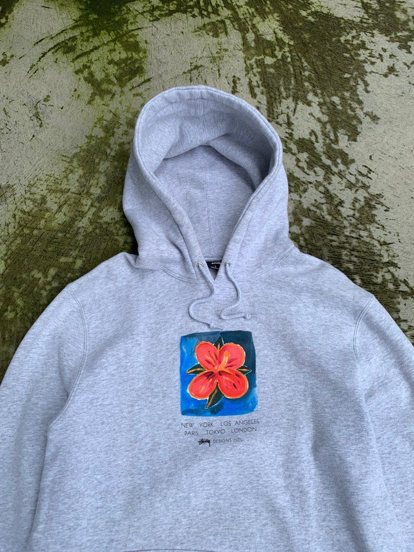 Stussy hibiscus sales hoodie sweatshirt
