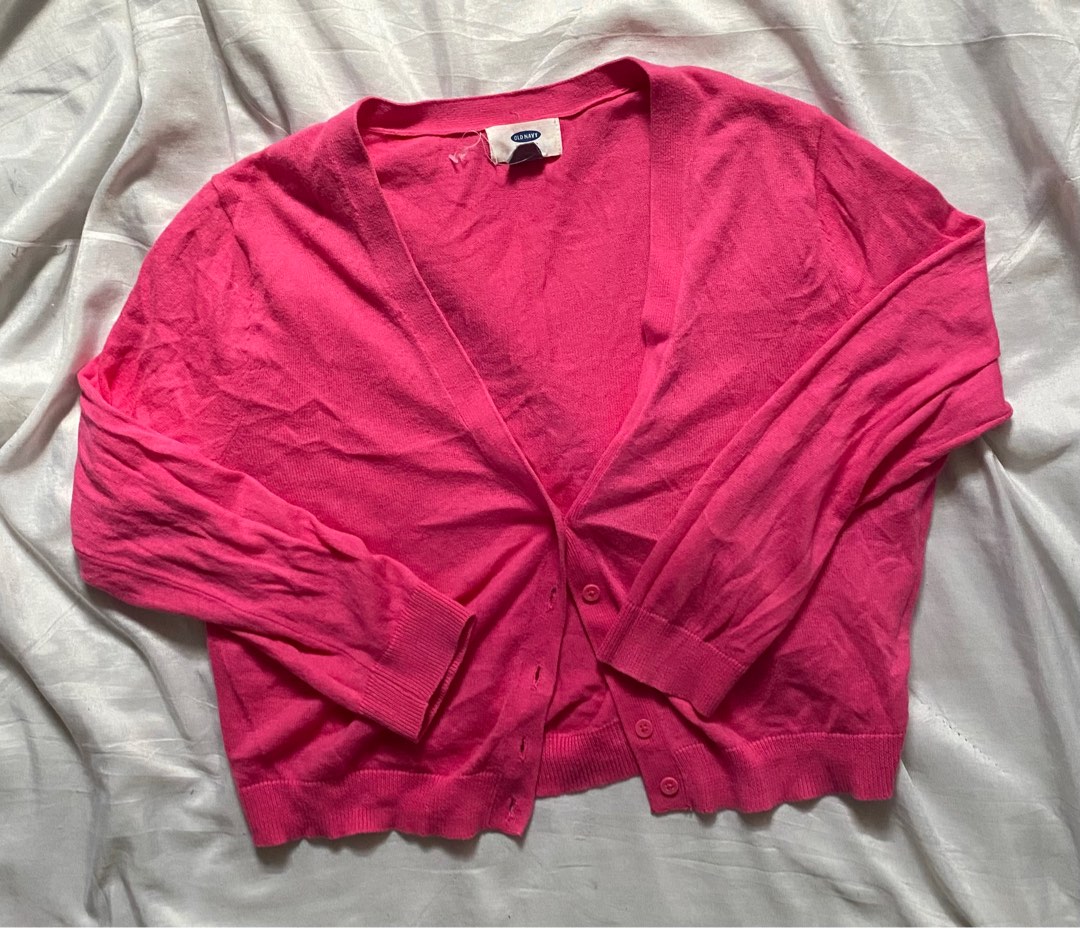 hot pink cardigan, Women's Fashion, Tops, Longsleeves on Carousell