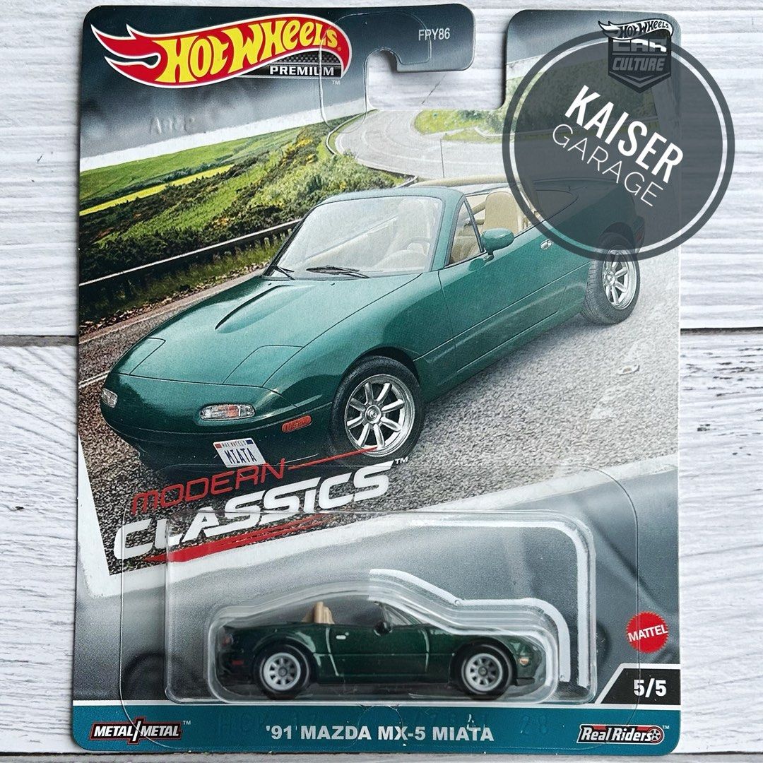 Hot Wheels Premium MODERN CLASSICS 91 Mazda MX 5 Miata Hobbies