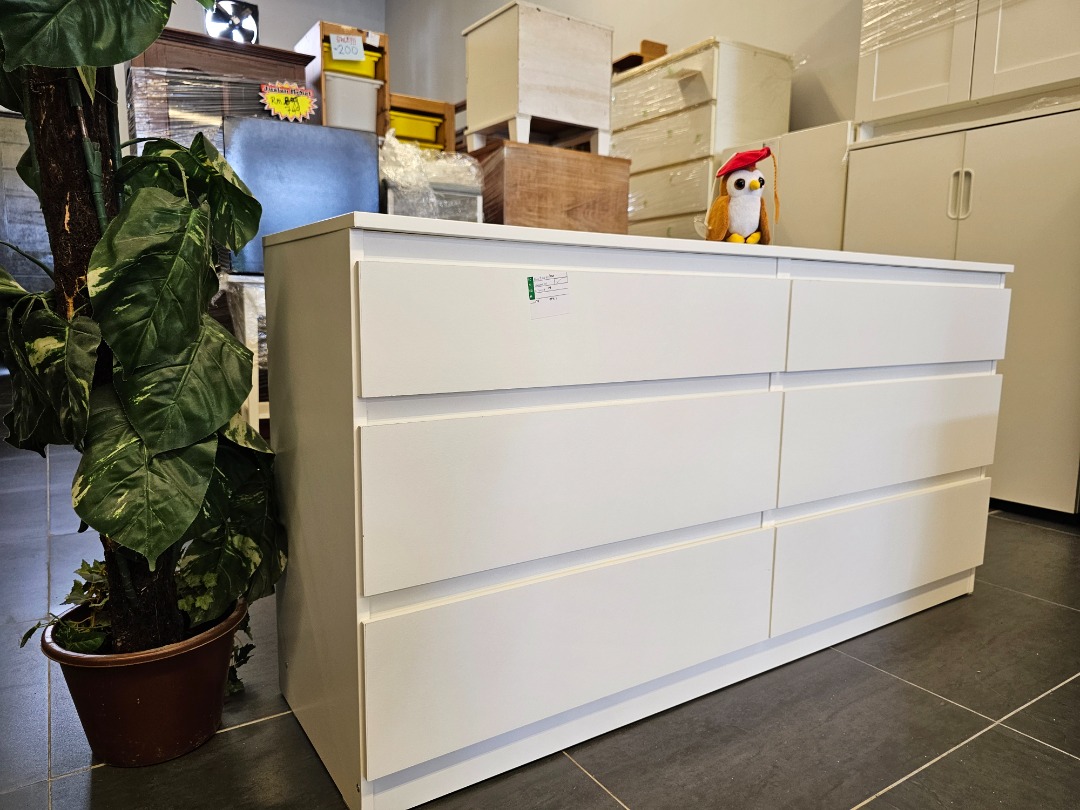 IKEA KULLEN Chest of 6 drawers, white, Peti IKEA KULLEN dengan 6 Laci
