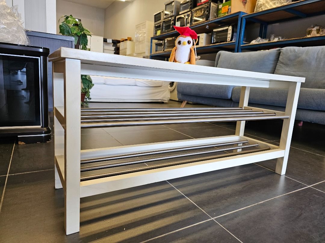 IKEA TJUSIG Bench with shoe storage white Bangku Rak Kasut IKEA TJUSIG Putih 81x34x50 cm