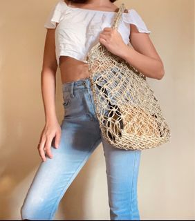 ISLA handcrafted open mesh net style tote shoulder bag