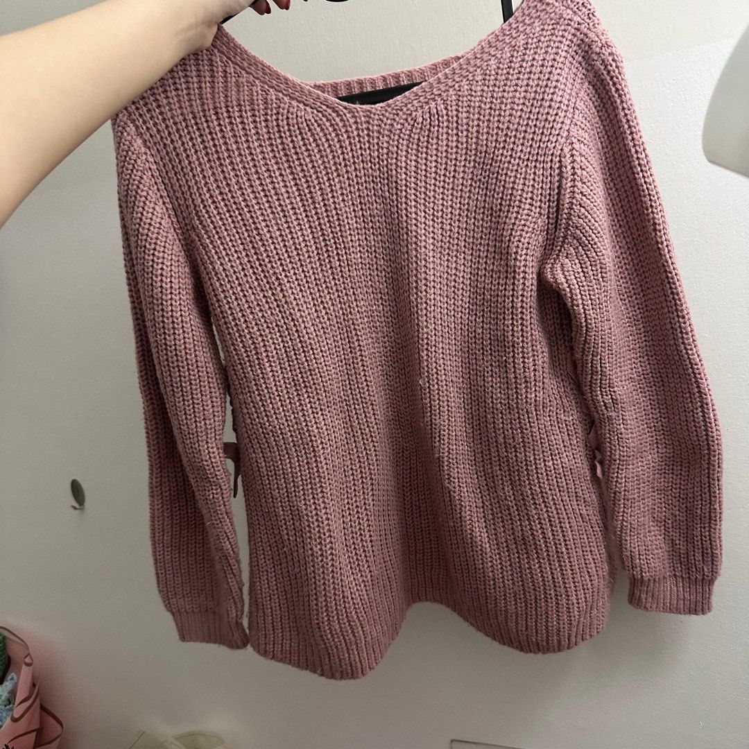 knitwear pink ribbon sweater Women s Fashion Tops Longsleeves