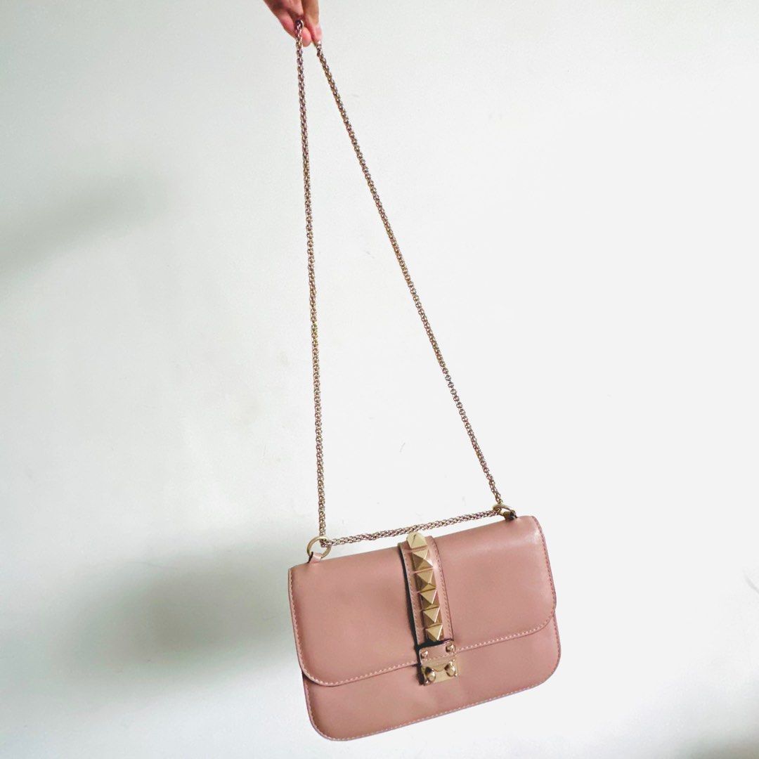 LIKE NEW Valentino Rockstud Glam Lock Mauve Blush Pink GHW 2