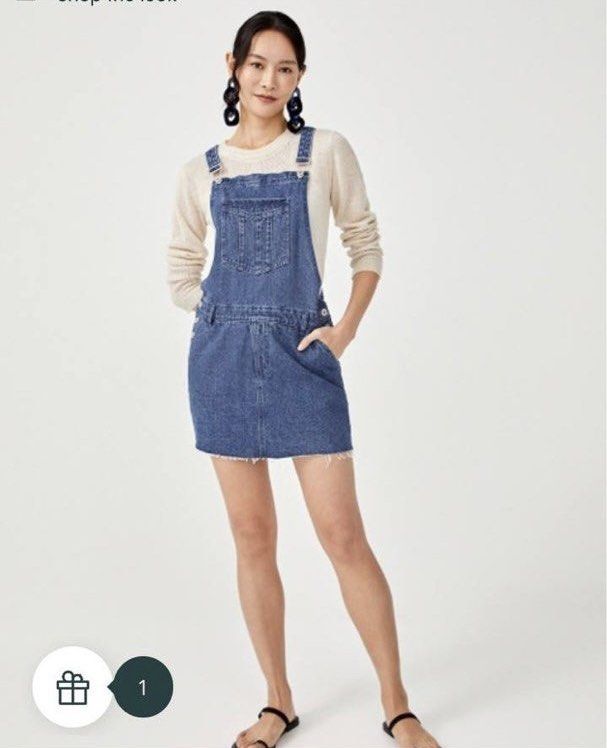 Dark denim dungaree dress clearance