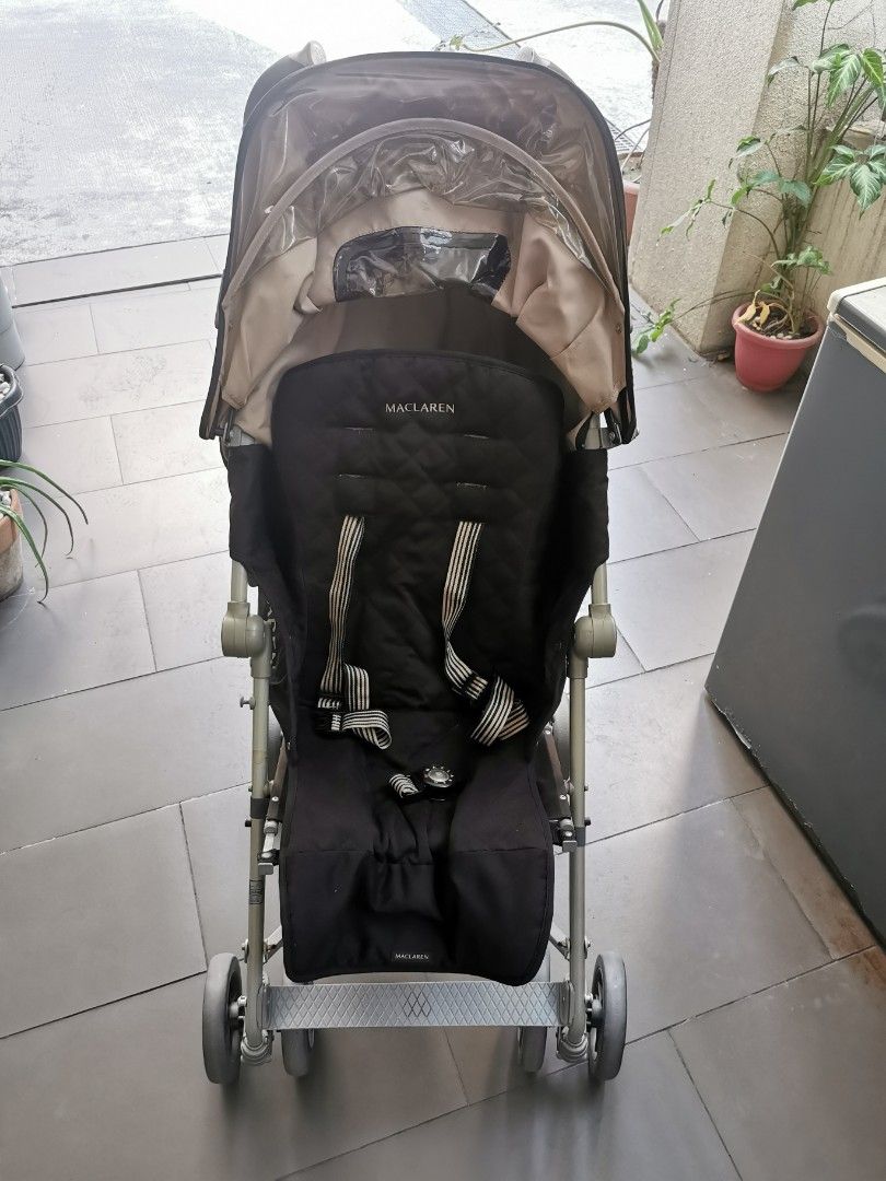 Maclaren Techno XLR Stroller (Category: Strollers) located in Quezon City. Submitted by katelegas86589 (Listing ID 1279055567, Image 1). Description: Maclaren XLR stroller - Still in good condition - Barely used (wheels in good condition) - Newborn Safety System - Expandable Hood and Sun Visor - Viewing Windowon Hood - Storage Pocket - Recline Seat with Adjustment - 5 point Safety Harness - Extendable Leg Rest - Shock Absorbing with 4 wheel suspe