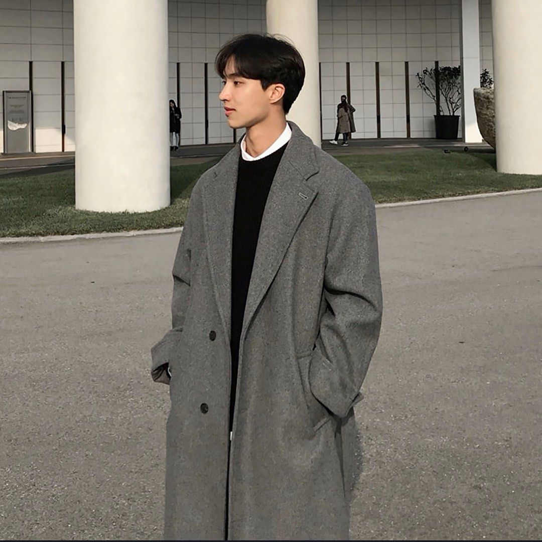 Mens grey winter coat top