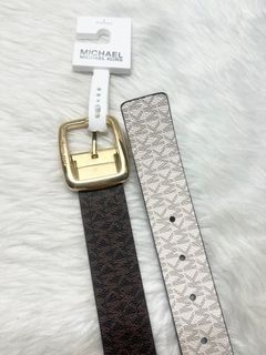 Michael Kors MK Women’s Reversible Brown/Vanilla Monogram Gold-tone Buckle Belt  Size XL