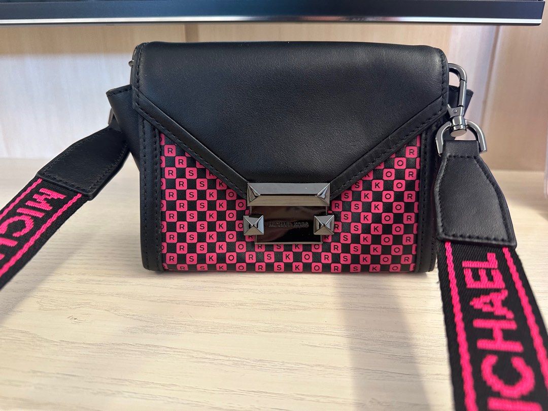 Whitney mini neon checkerboard logo leather convertible crossbody bag store