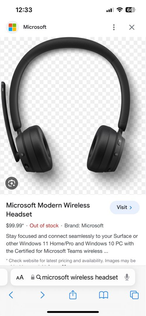 Microsoft Modern Wireless Headset, Certified for Microsoft Teams