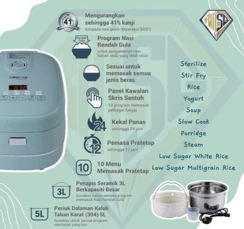NOXXA LOW SUGAR RICE COOKER ORIGINAL AMWAY, TV & Home Appliances