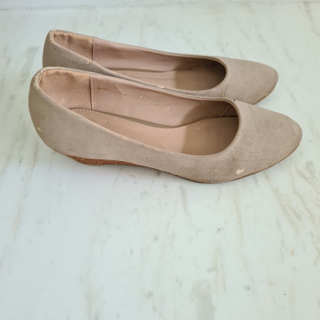 Office sales nude wedges