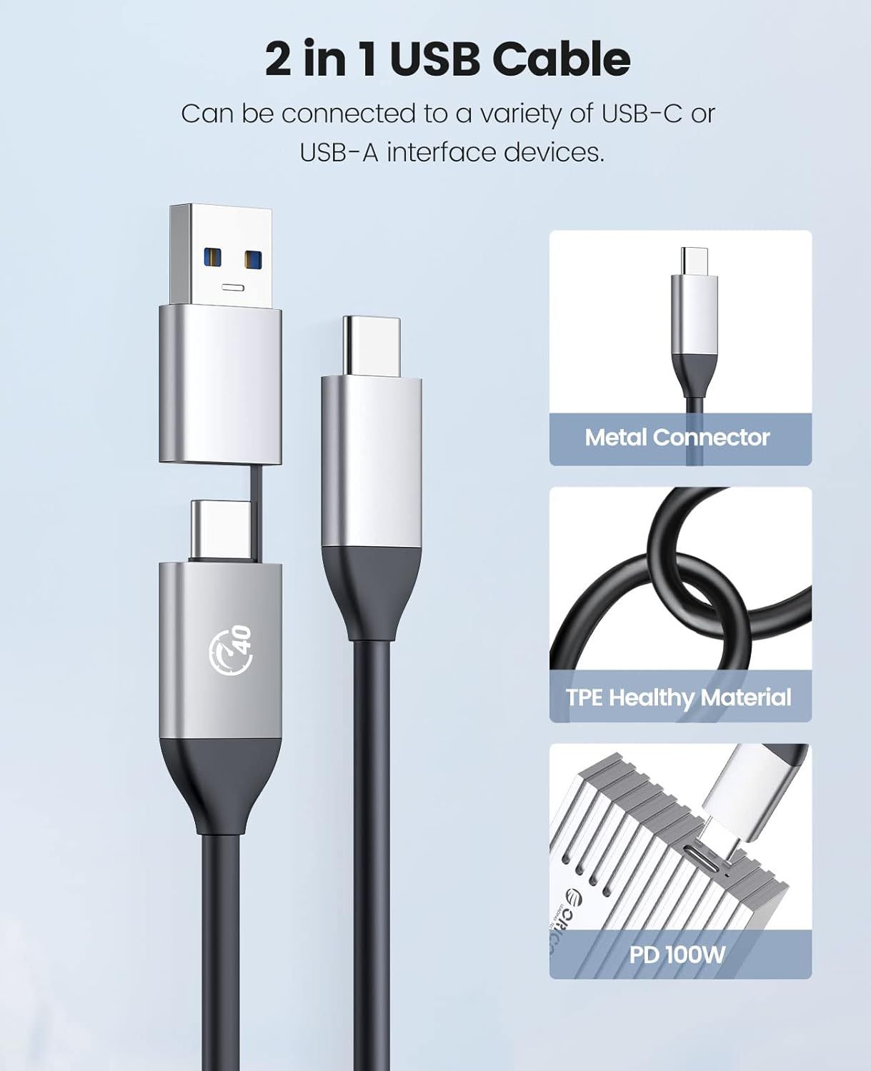 ORICO M2 SSD Case NVME SATA SSD Enclosure Tool Free 10Gbps M.2 to USB Type  C Transparent External Adapter Support UASP Trim