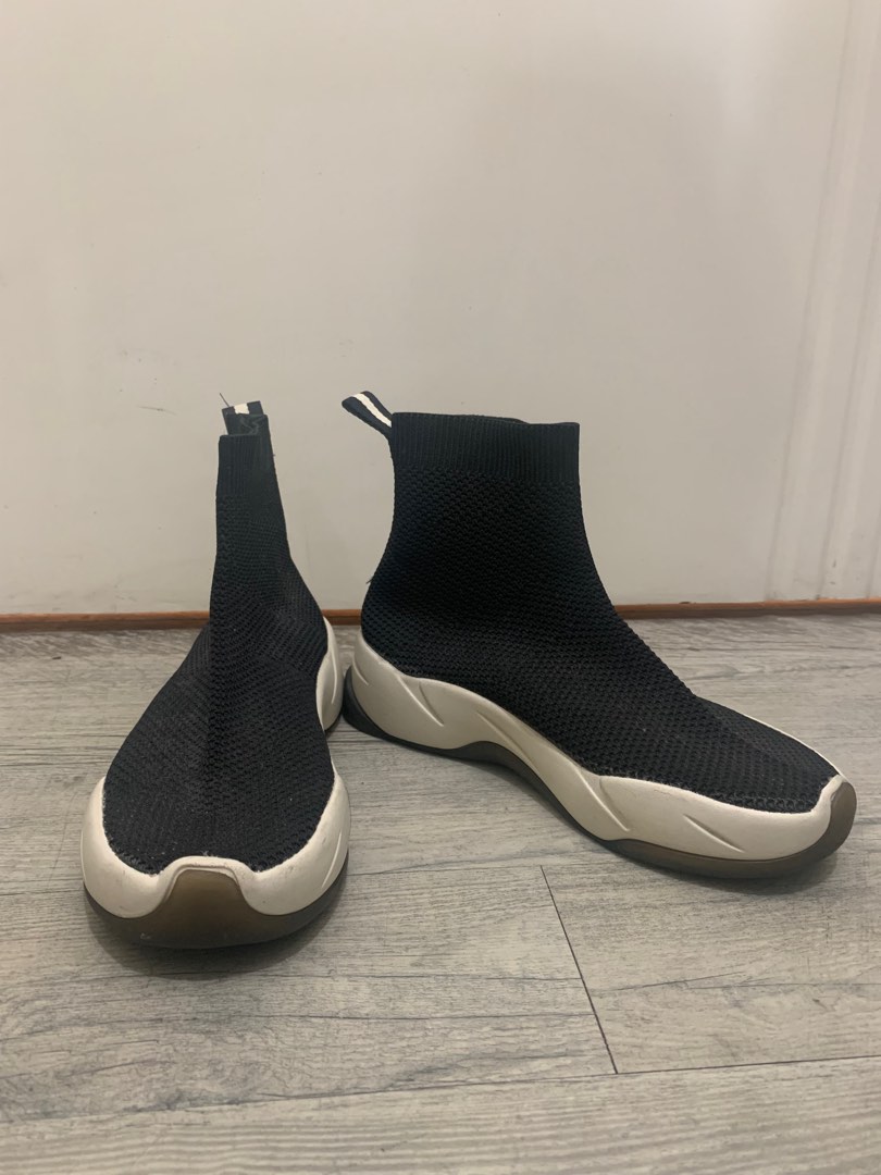 Original ZARA Knit High Top Sneakers Women s Fashion Footwear Sneakers on Carousell