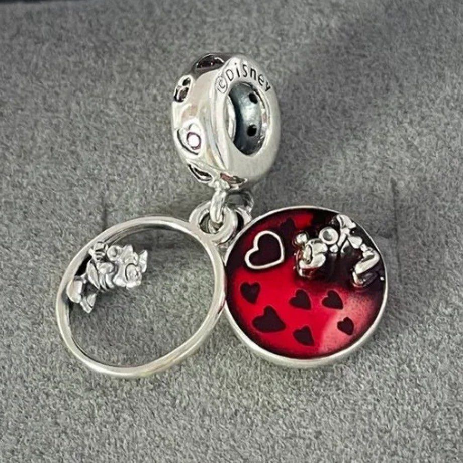 Disney Mickey Mouse & Minnie Mouse Heart Charm