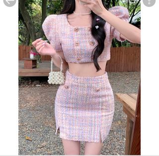 Rose Long Sleeve Crop Top & Skirt Set (Baby Pink) – Classy Boujee