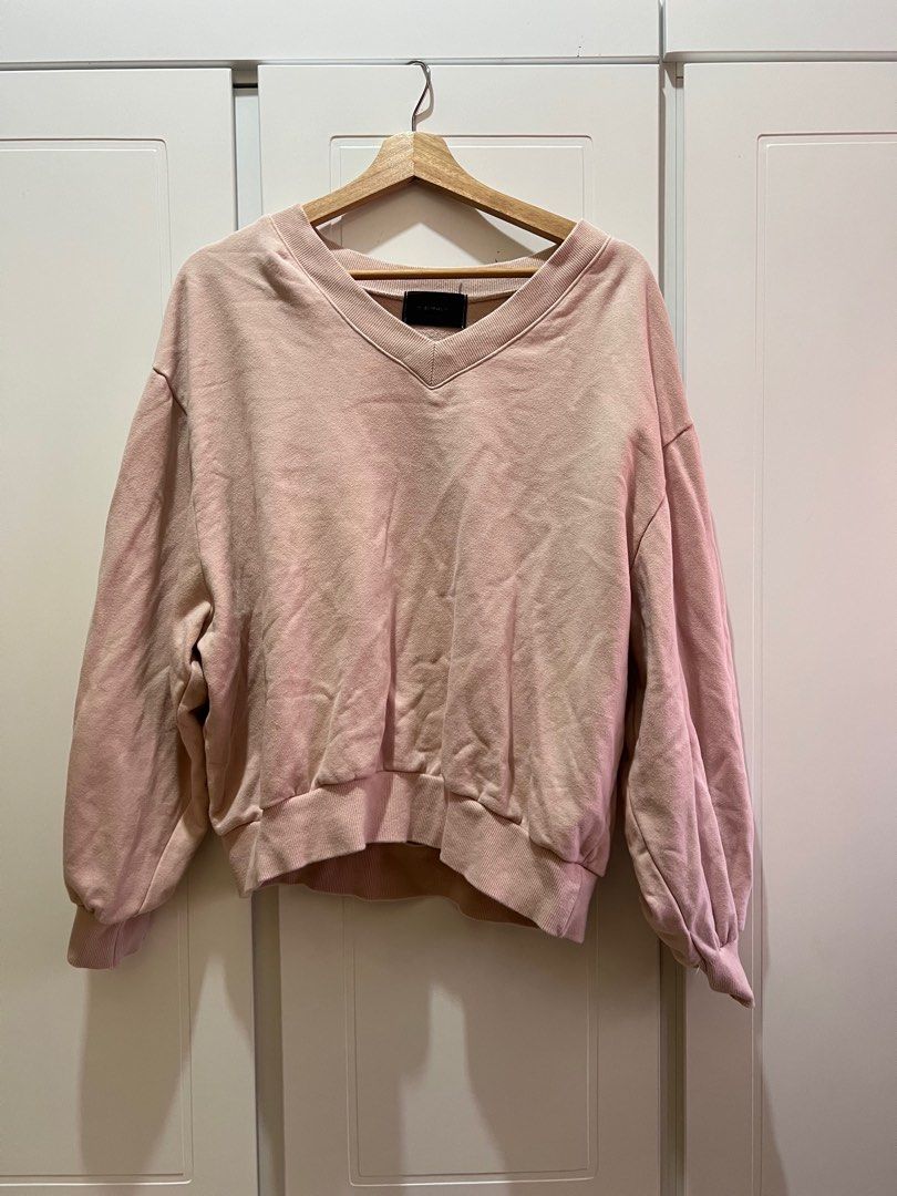Pink Oversized Bell sleeve Sweatshirt Women s Fashion Tops