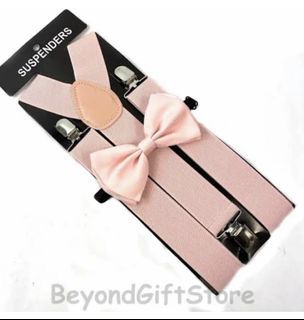 Pink suspender and bowtie