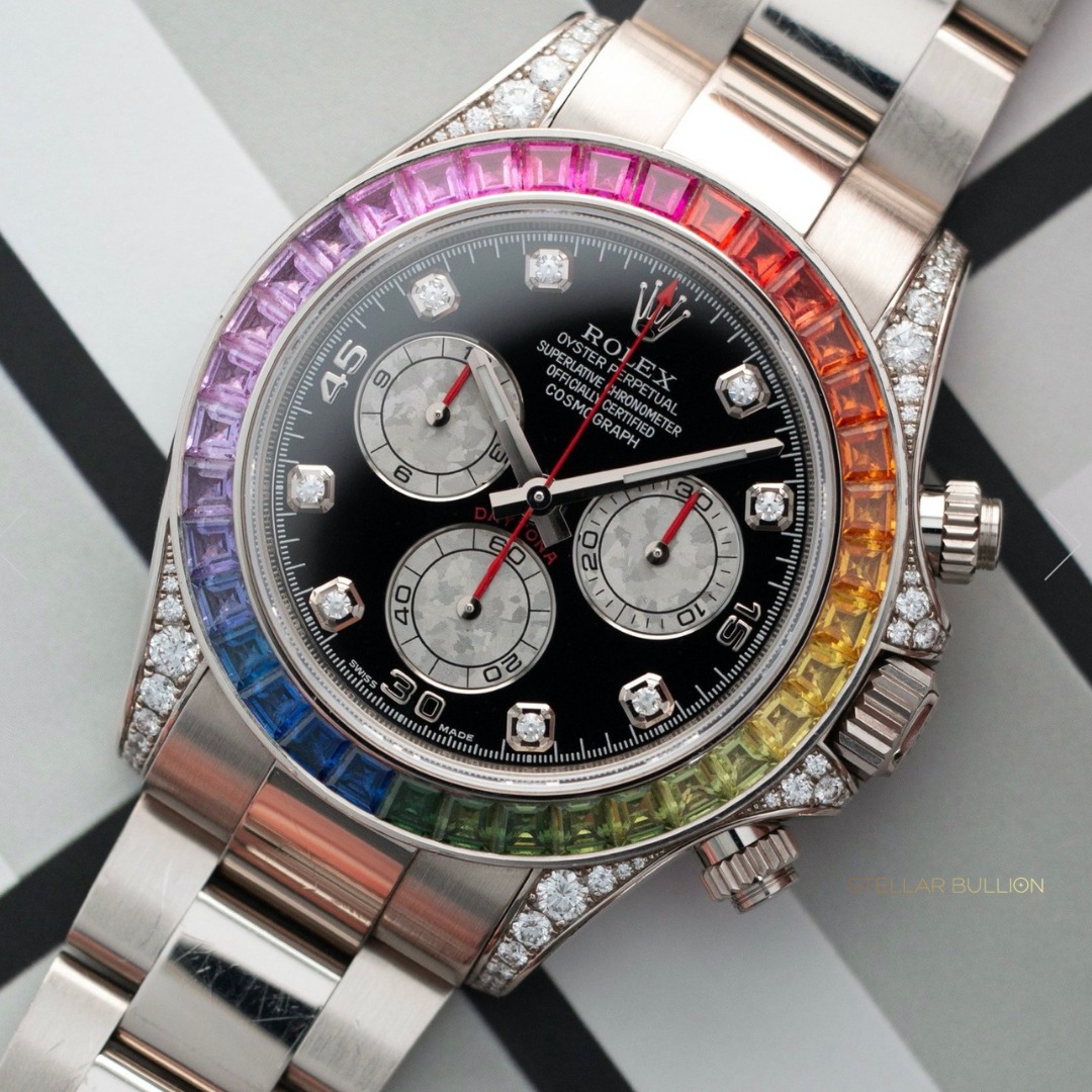 Rolex daytona rainbow white gold best sale price