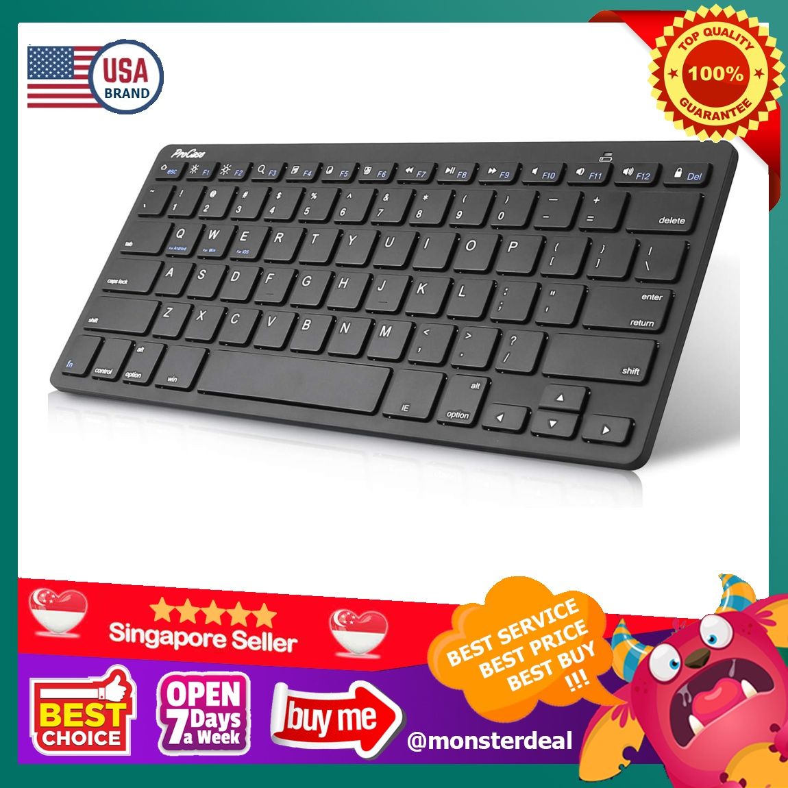 ProCase Wireless Keyboard for iOS Android Windows Device, Mini Small