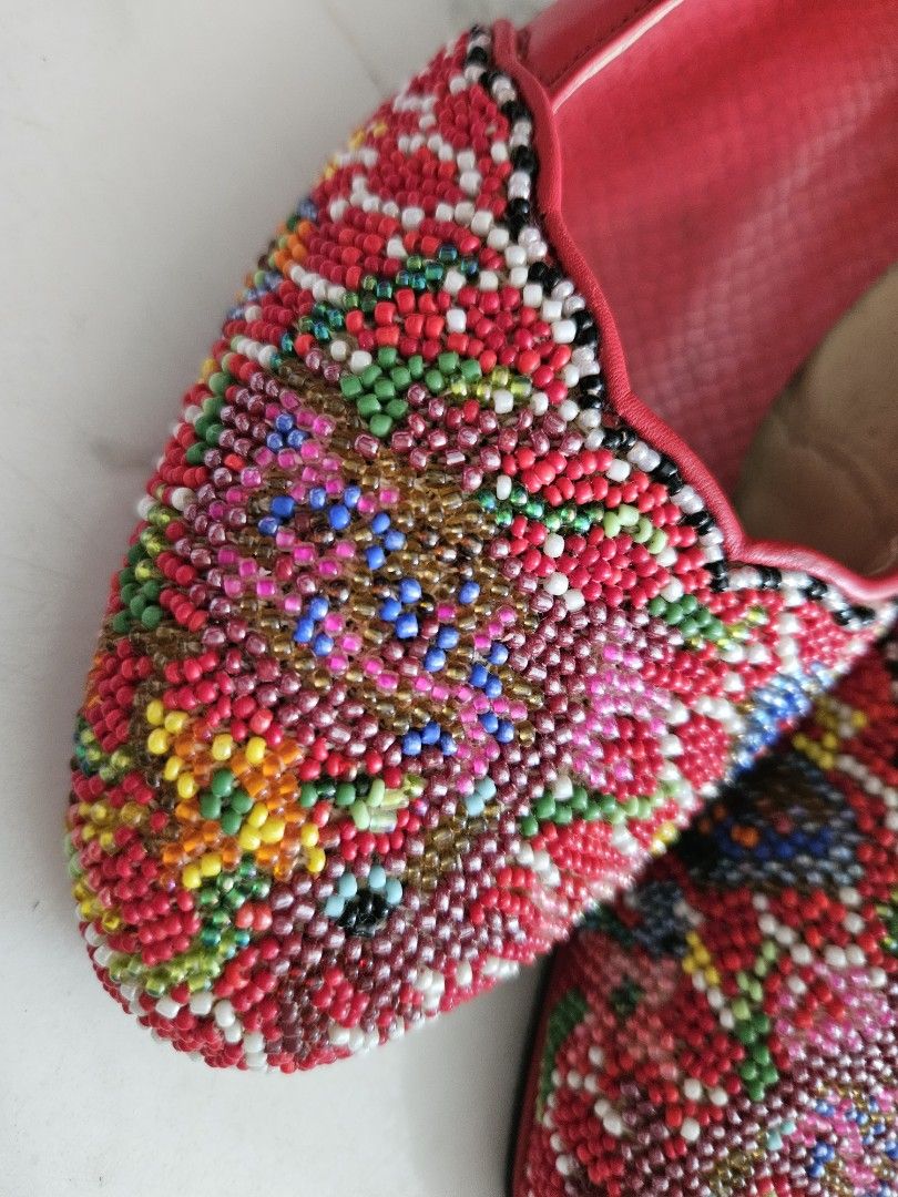 Red heels with exquisite colour beads Women s Fashion Footwear