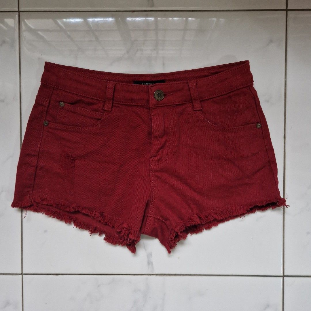 Red shorts fashion sale