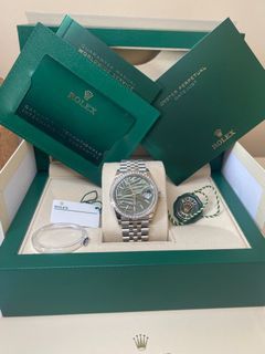 Rolex Datejust 36 Diamond Bezel Olive Green Palm