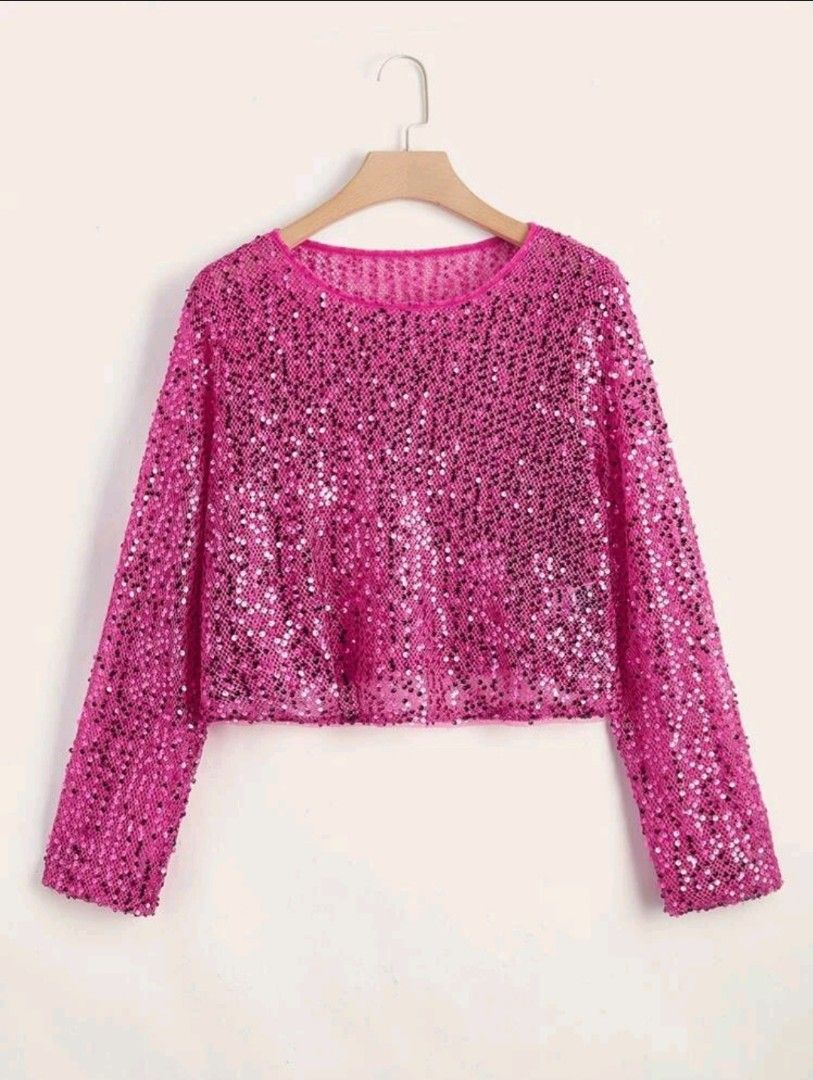 SHEIN Plus All Over Sequin Top