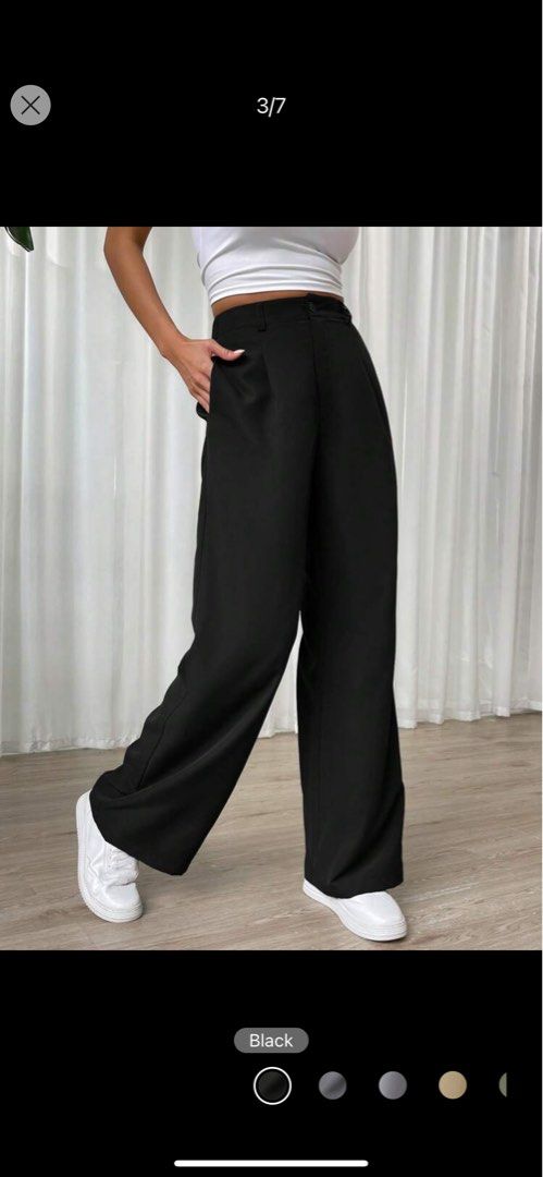 Solid Slant Pocket Wide Leg Sweatpants