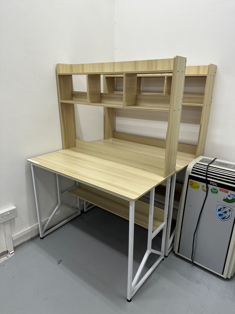 Study office Table w many shelves, Furniture & Home Living, Furniture ...