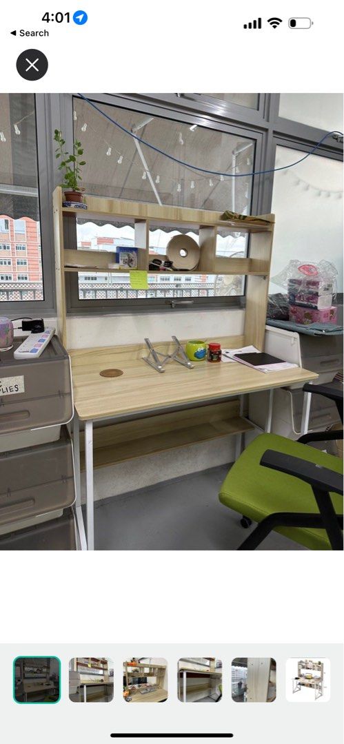 Study office Table w many shelves, Furniture & Home Living, Furniture ...