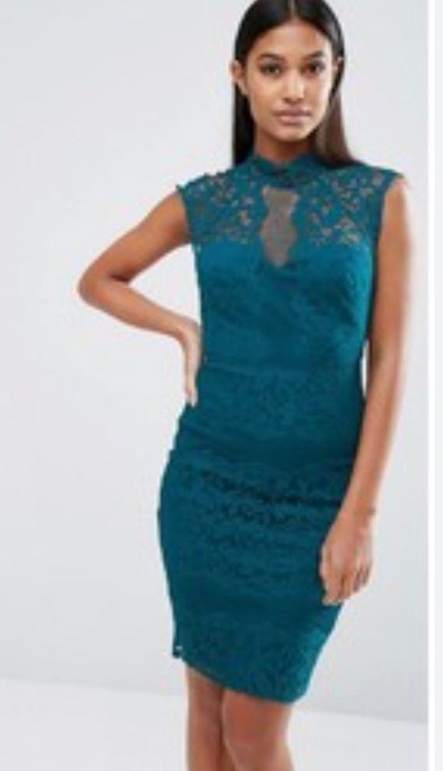Lipsy teal lace dress 2025