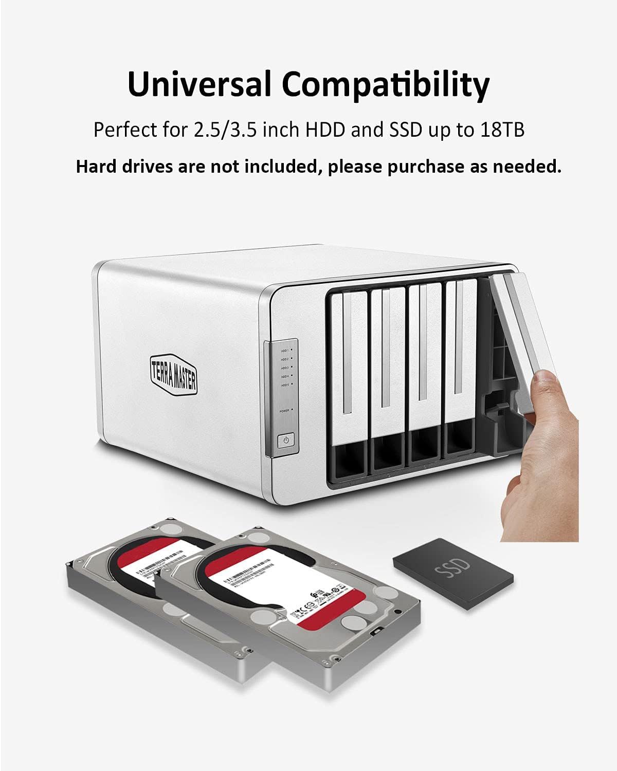 TerraMaster D5-300 USB3.1 (5Gbps) Type C 5-Bay External Hard Drive ...