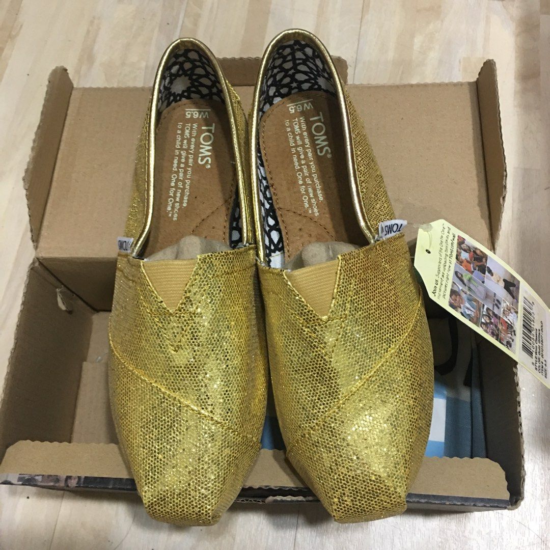 Toms gold clearance glitter shoes