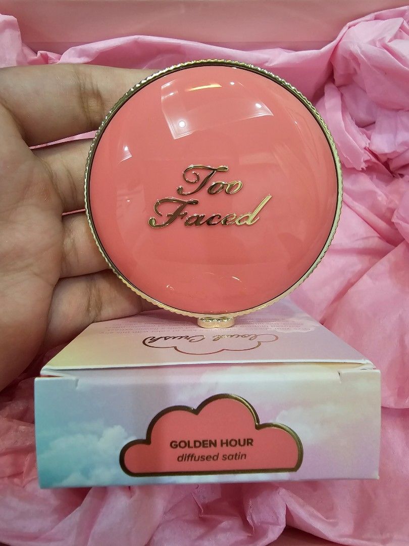 Too Faced Cloud Crush Blush in Golden Hour (Category: Makeup) located in Muntinlupa City. Submitted by annaktrna (Listing ID 1279052247, Image 1). Description: Super cute packaging!!!! Bought from Too Faced US website Brand new and unused Too Faced gift box is also included (third photo) RFS: Impulse buy cos I found it cute lol and I need to declutter my blush collection.
