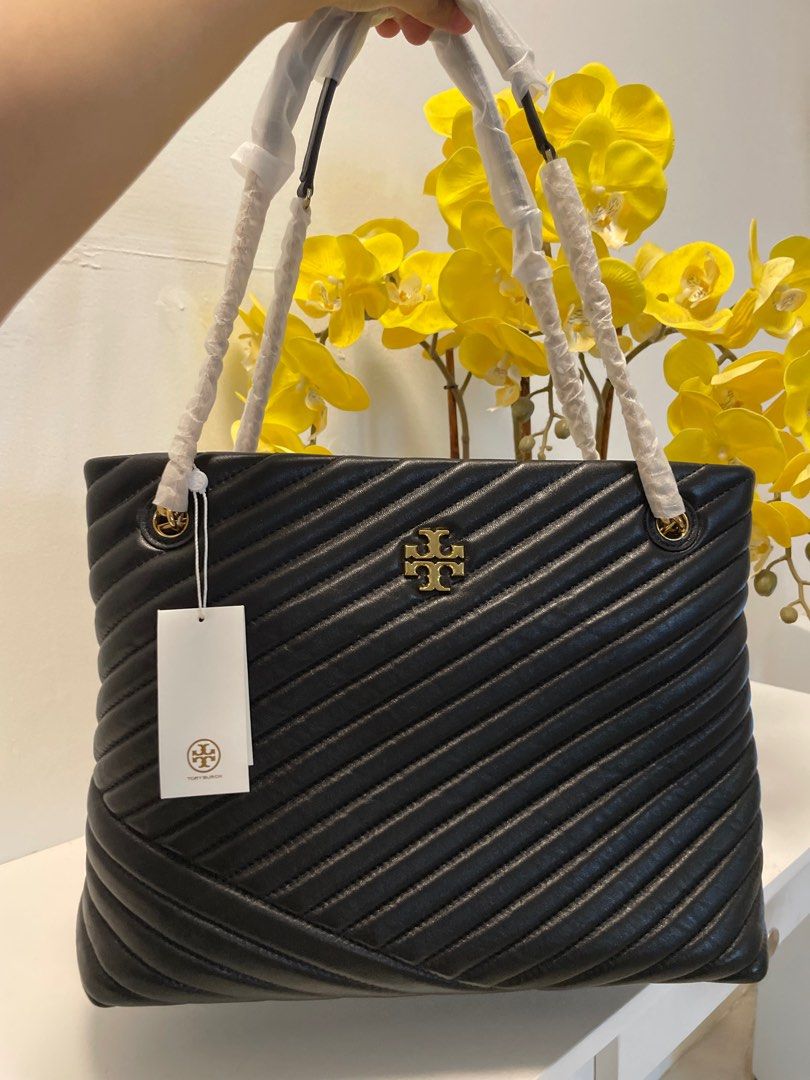Tory burch kira chevron tote taupe cheap