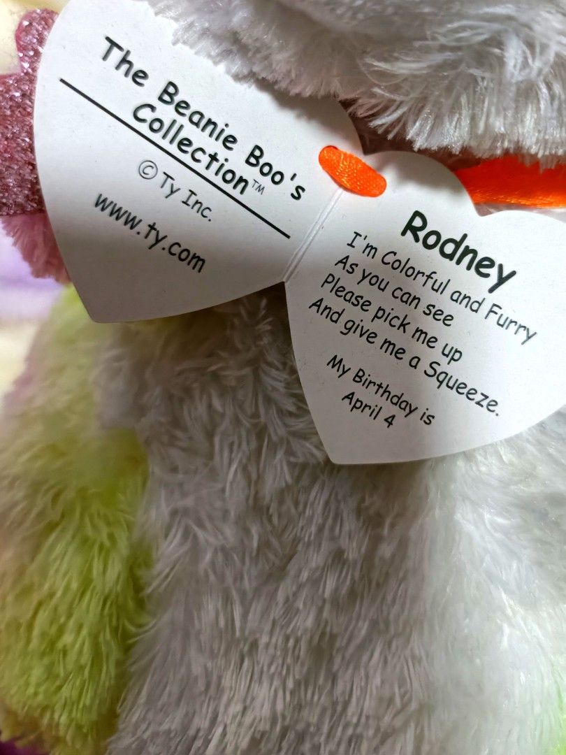 TY Beanies Boo Rodney Hamster rainbow stuff toy plush