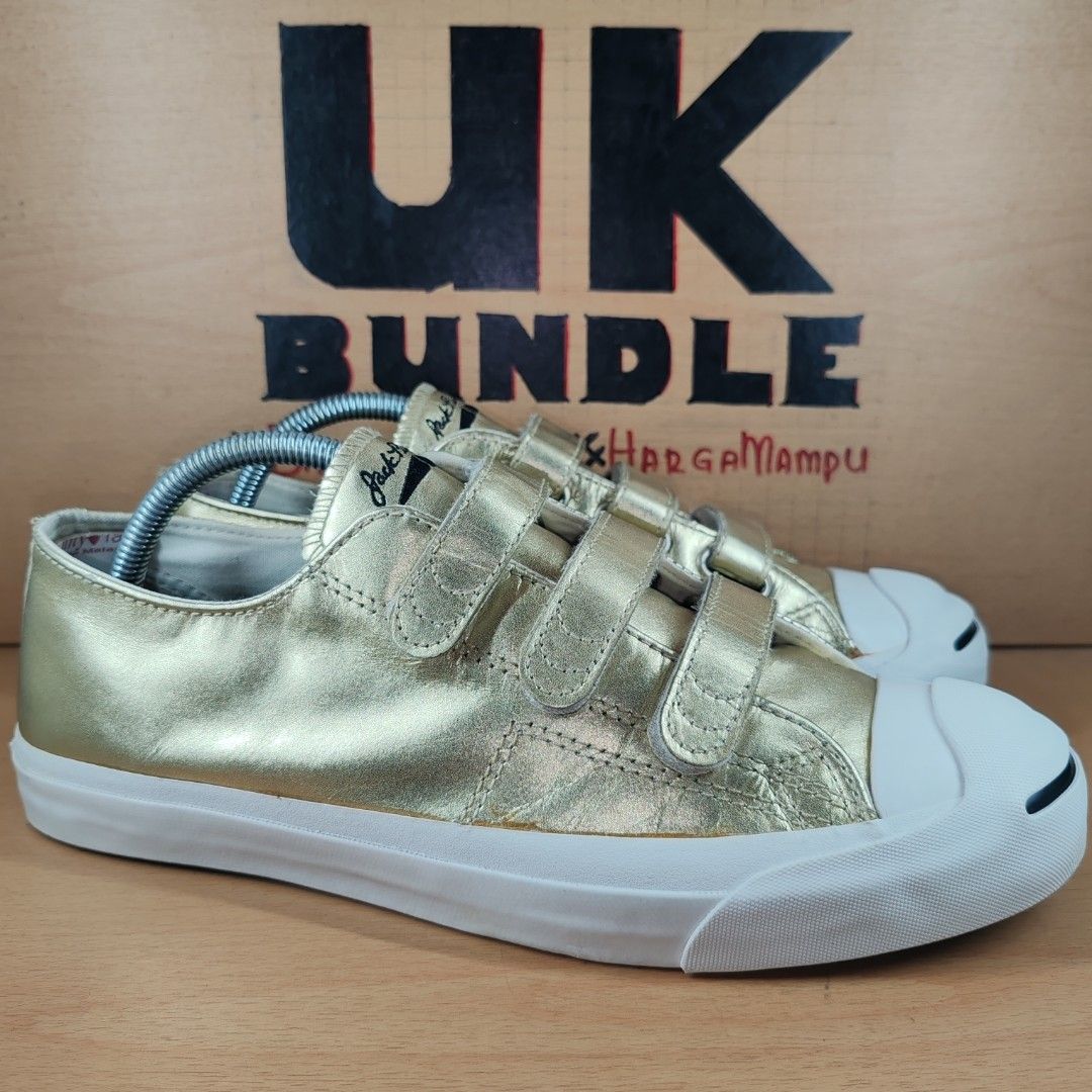 Gold 2025 velcro converse
