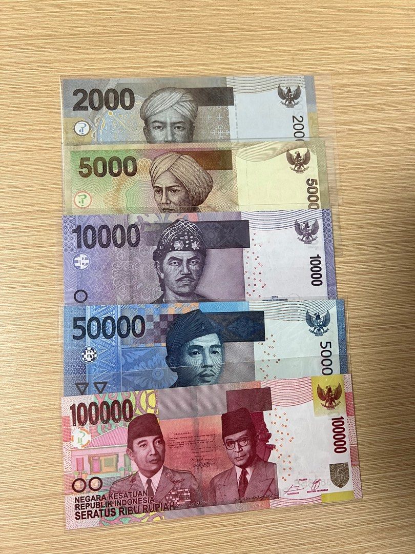 印尼UNC舊版2000，5000，10000，50000，100000盾888888, 名牌, 飾物及配件- Carousell