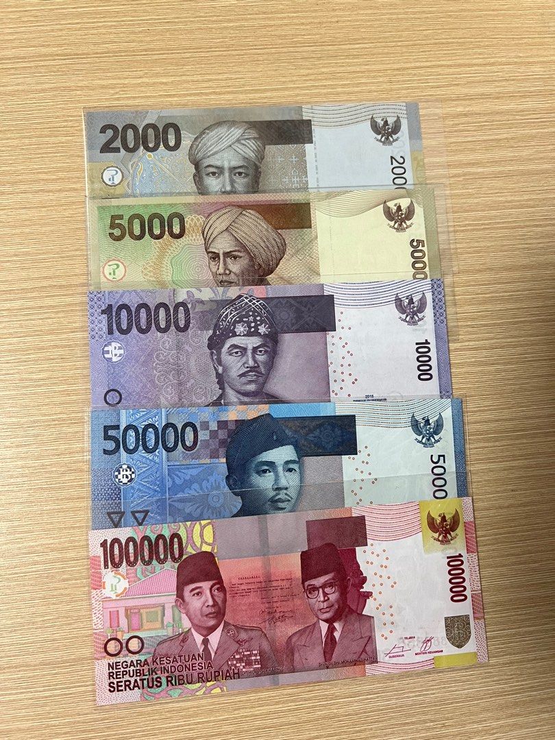 印尼UNC舊版2000，5000，10000，50000，100000盾888888, 名牌, 飾物及配件- Carousell