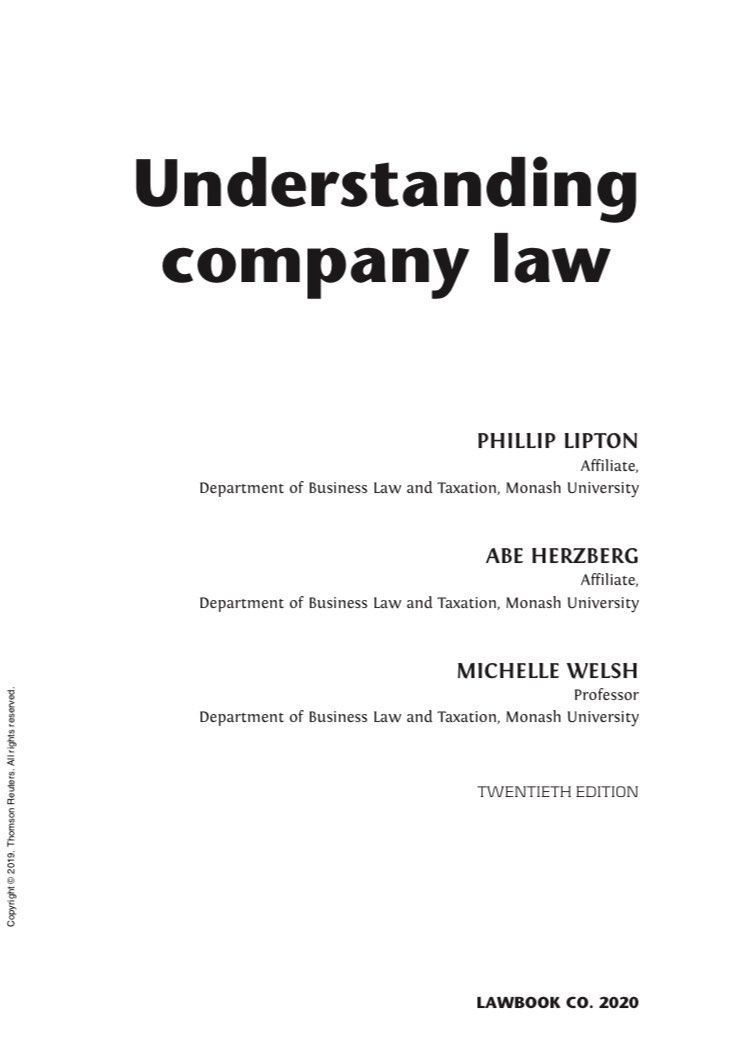 Understanding Company Law, 20th Edition, Law Book Co, 2020, Hobbies