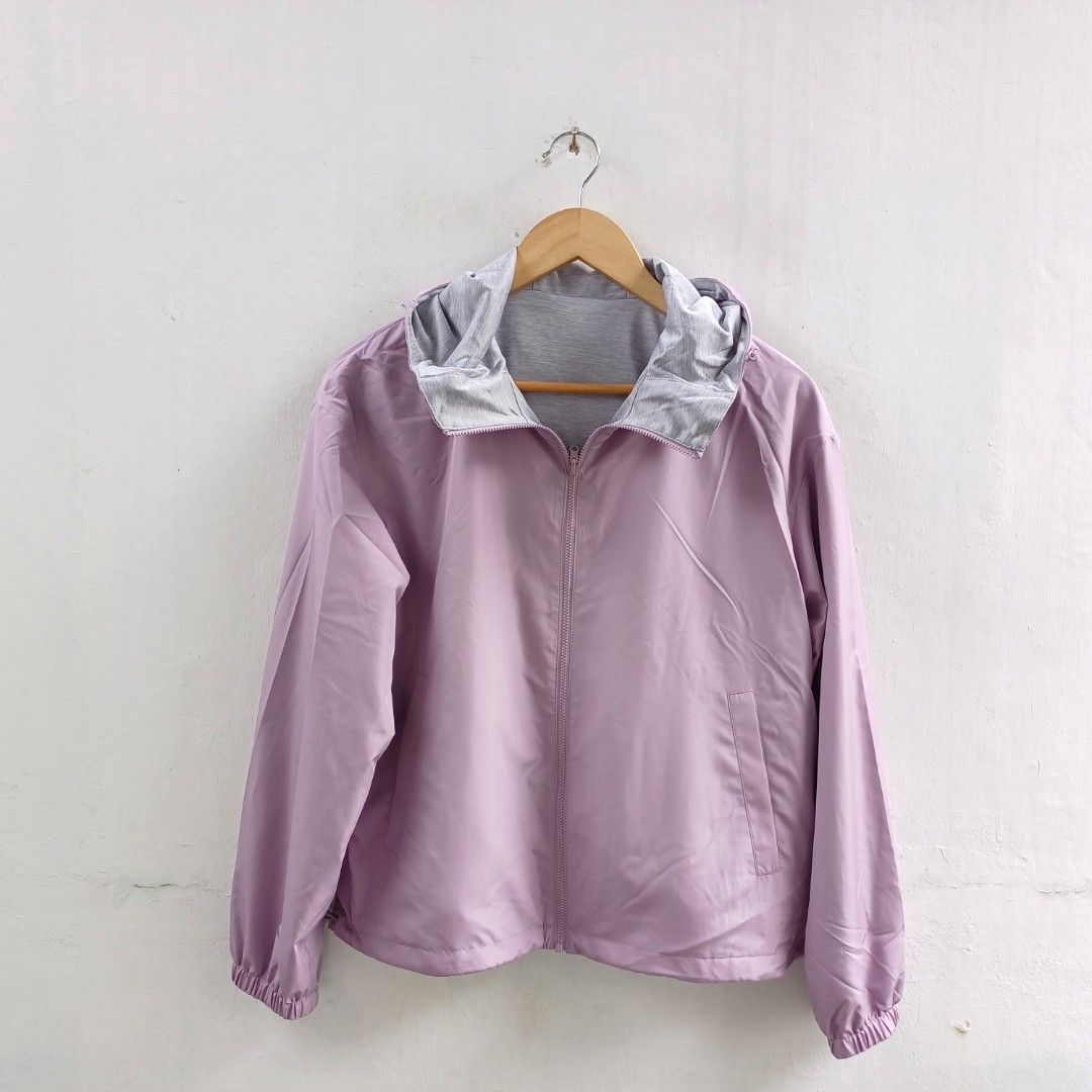 UNIQLO WANITA JAKET PARKA LAPIS JERSEY 70 LIGHT PURPLE BARU ASLI ORIGINAL