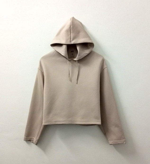 UNIQLO XL Ultra Strech Pullover Croptop Hoodie Beige Women s