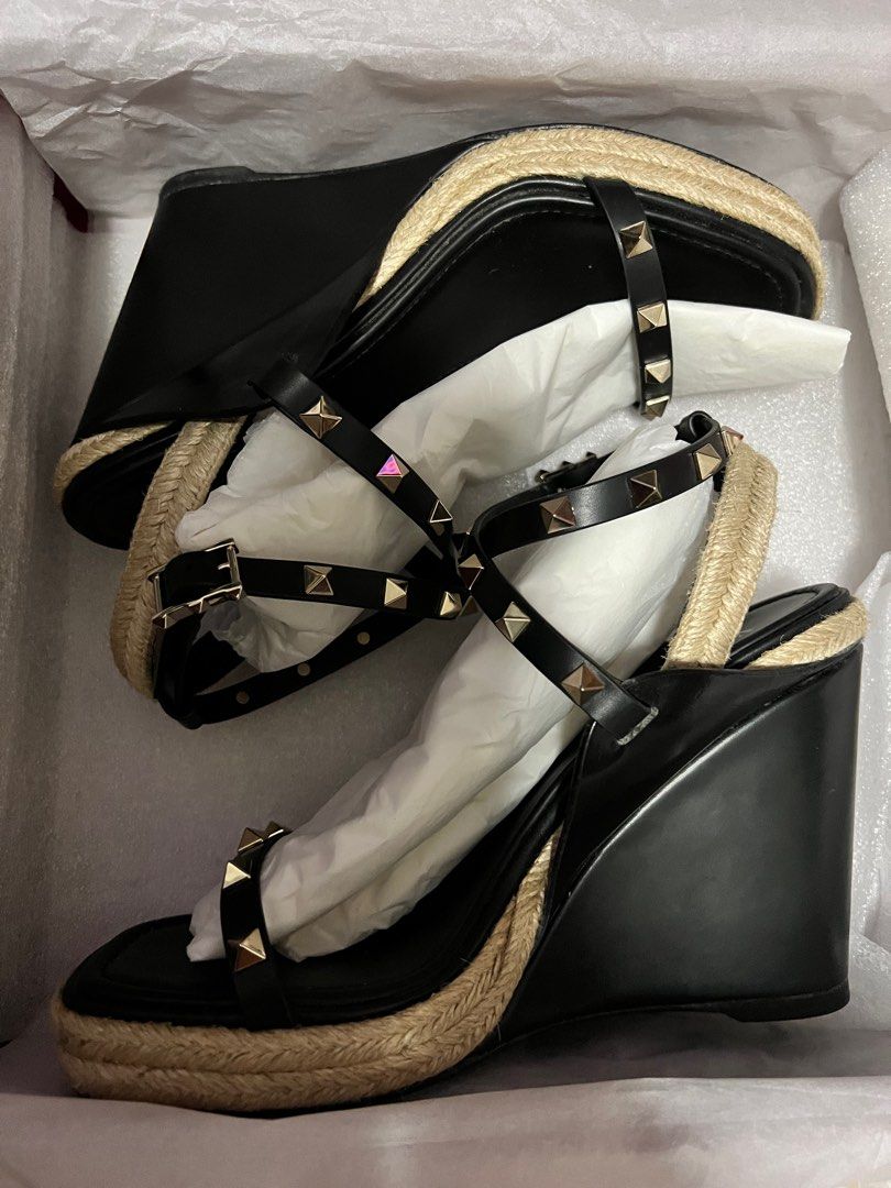 Valentino wedges black best sale