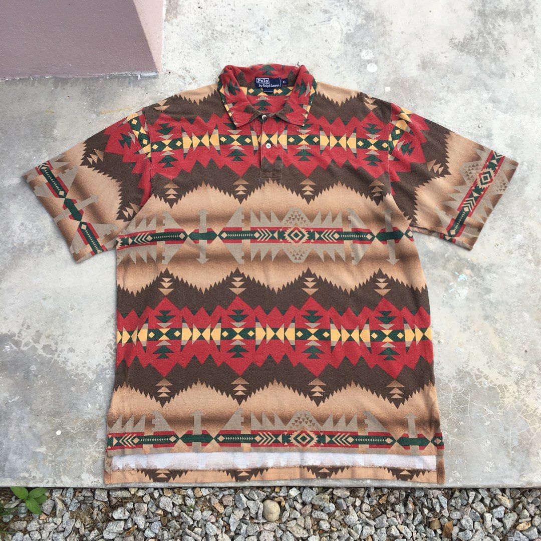 Vintage Polo By Ralph Lauren Navajo Polo Tee Men s Fashion Tops Sets Tshirts Polo Shirts on Carousell